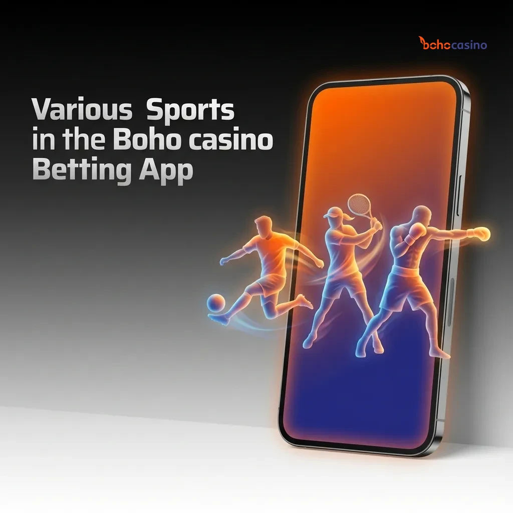 Boho casino betting app screen showing icons for popular sports and eSports with live and pre-match betting options